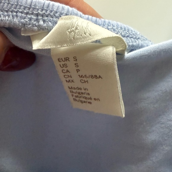 H&M Light Blue Pastel Off-Shoulder Ruffle Top – Size Small - Picture 7 of 9